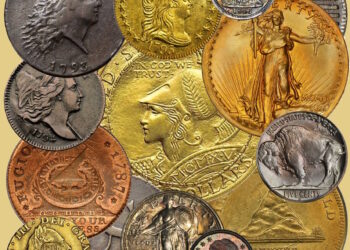 The image shows an assortment of old and rare coins of varied sizes, designs, and colors, including silver, gold, copper, and nickel coins. If you're wondering where to sale rare coins like these, some depict historical figures, animals like buffalo, and symbols such as Lady Liberty and a Native American profile. | COYYN