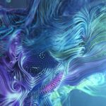 Abstract digital art with vibrant, flowing threads and particles in shades of blue, purple, and green. The image has an ethereal and dynamic appearance, resembling fluid motion or swirling energy. Digital Capital is highlighted by a bright light source in the bottom-right corner. | COYYN